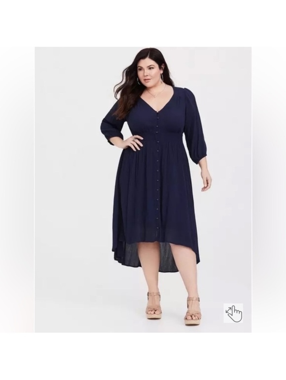 Torrid Navy Blue Button-Front Midi Dress Size 3 - Everyday Hi-Low